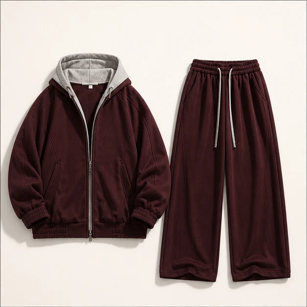 Zip Hoodie and Wide-Leg Set